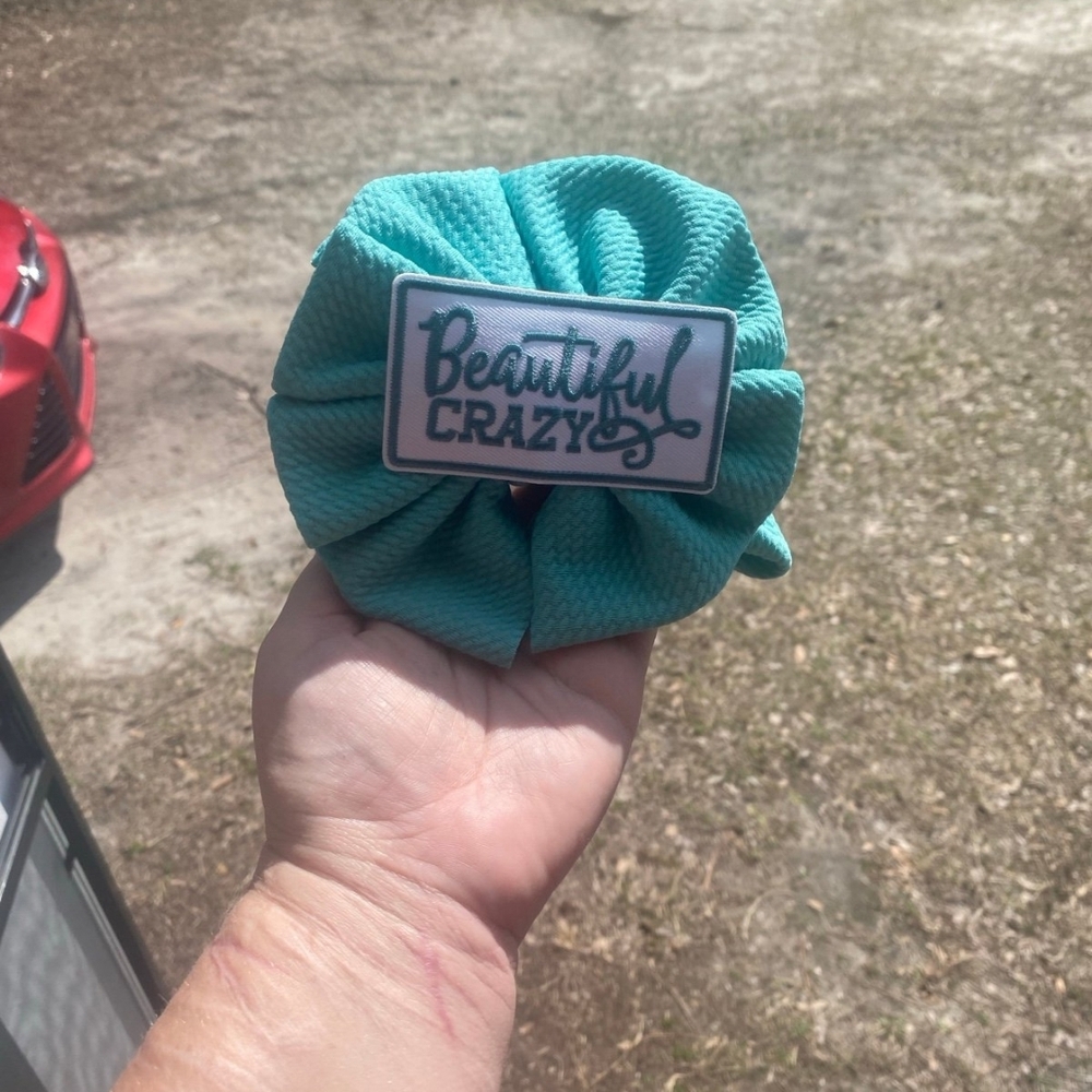 Beautiful Crazy Teal Fabric Scrunchie